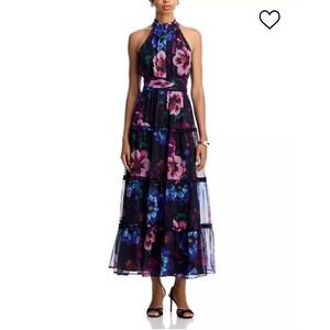 AQUA Floral Halter Guest of Maxi Dress